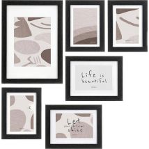 Giftdecor Mural Set De 7 Marcos De Pared Negro Mdf