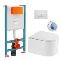 Wc-paket V-fix-rahmen + Sat Delano Spülrandloses Wc + Softclose-sitz + Platte, Glänzend Weiß (v-fixdelano-1) - Vitra
