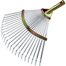 Scopa Professionale per Foglie 45 cm – Acciaio Galvanizzato – 22 Denti Piatte – Flora