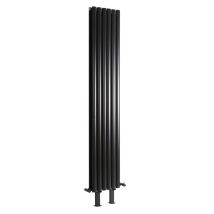 Milano - Aruba - Modern Black Double Panel Vertical Oval Column Radiator With Feet - 1600mm X 354mm