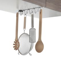 Estante para utensilios de cocina Polytherm My Hooks – Metaltex – Plateado metalizado – Capacidad para 10 plazas