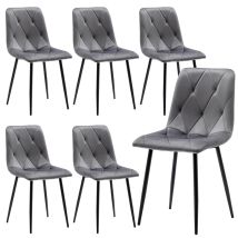 Artist Hand - Set Of 6 Dining Chairs For Dining Room Living Room, Velvet Fabric Dining Chairs Set Of 6 With Backrest Upholstered Seat Solid Metal Legs