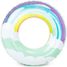 Kinder-schwimminsel Mit Pailletten – 80 Cm Regenbogen-schwimminsel