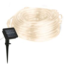 Ruban Led Solaire 10m 100led 3000k Blanc Chaud Ip44 Avec Panneau Solaire 2 Modes Lumiere Terrasse Jardin Balcon