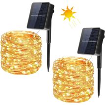 Set Di 2 Luci Decorative Solari Da Esterno, 22 M, 200 Led, 8 Modalità, Impermeabili, Cavo In Rame.
