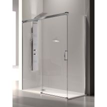 Mampara De Ducha Angular- 2 Hojas Fijas Y 1 Puerta Corredera- Cristal De Seguridad De 6/8 Mm - Modelo Glase Q3 Pb (168 - 172 X70 Cm) - Transparente