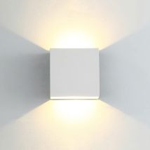 Aplique De Pared Led 6w Blanco Cálido Moderna Aluminio Cuadrada Lámpara De Pared Up And Down Para Porche Pasillo Patio Dormitorio Salón - Blanco