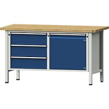 Kastenwerkbank Serie V – 1500 kg Traglast – Buche massiv, geölt – Schubladen B 500 x T 540 mm – Ideal für Werkstätten und Hobbyräume
