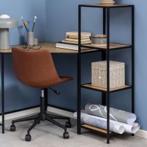 Actona - Etagère 4 Niveaux 35x37x119,5 Cm En Décor Chêne Et Métal Noir - Fynca