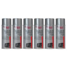 Silikon-Spray 400 ml – 6 Stück – Temperaturbeständig – Wasserabweisend – Für Gummi- und Kunststoffpflege