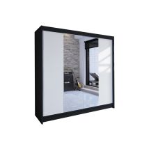 Armario Closico Cavaris Ii, Negro + Blanco, 215x180x58cm, Puertas De Armario: Correderas, Número De Estantes: 5