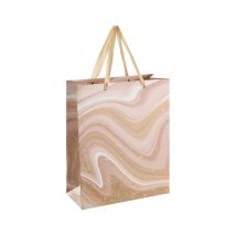 Geschenktasche aus Papier – 23 x 11 x 32 cm – Rosa, Weiß, Gold – Faltbar – Ideal für Geschenke – EGLO
