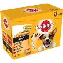 Pedigree – Pouch Adult Gravy Real Meals – Pack of 12 – 100g – Healthy Skin & Coat, Gut Health, Natural Defenses
