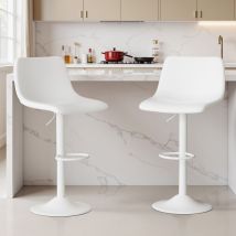 Lot De 2 Tabourets De Bar, Chaises De Bar Réglables En Hauteur, Chaises De Cuisine Avec Repose-pieds, Chaises Pivotantes,blanc