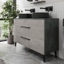 Vitusso - Bathroom Vanity Unit Double Basin Sink Cabinet Drawer Soft Close Grey 1200mm