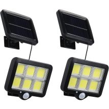 Pack De 2 Luces Solares Para Exterior Con Sensor De Movimiento, 120 Led, Resistentes Al Agua Ip65, Cable De 5 M, 3 Modos, Para Jardín