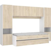 Letto A Scomparsa Con Ponte 90 X 190 Cm Rovere E Bianco - Selena