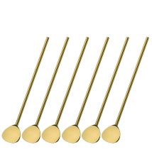 Cucchiaini Da Cocktail Con Cannuccia, 6 Pezzi, 20 Cm, Acciaio Inox, Colore Oro Coffee Culture / Cilio