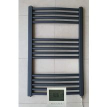 York 500 X 800mm Anthracite Electric Curved Towel Rail Bathroom Radiator With Controller
