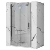 Rea – Porta doccia Molier in vetro temperato 6mm – Finitura cromo – Altezza 190cm – Apertura pieghevole – Installazione universale
