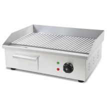 Grillplatte Bratplatte Plancha Grill Elektrisch 3000w Aus Edelstahl Grillfläche Mit Rillen 55x35cm, Thermostat, Temperatur 50-300°c, Spritz & 