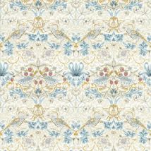 Clarke And Clarke - William Morris Design Strawberry Thief Wallpaper Linen Plum Paste The Wall