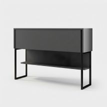 Credenza Soggiorno Moderna In Legno E Metallo Luxe Antracite - Nero