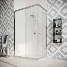 Marinelligroup - Box Doccia 70x70 Cabina Angolare Scorrevole Vetro Cristallo Trasparente Anticalcare 8mm Quercia