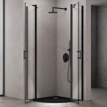 Doporro Box Doccia 80x80cm, Altezza: 195cm, Cabina Bagno Con Porta Doppia Vetro Di Sicurezza Esg Vetro Trasparente Ravenna52, Nero