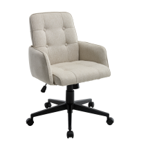 Chairus Office Chair In Linen Upholstered Modern Desk Chair Height Adjustable Swivel Chair With Wheels For Home Office Bedroom Workplace, Beige