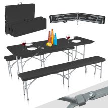 Strattore - Set De Jardin En Plastique - 2x Banc Et Table - Pliable En Noir