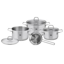 ELO Topfset Twice 4-teilig – Edelstahl 18/10 – Spülmaschinengeeignet – Backofenfest bis 240 °C – Für alle Herdarten geeignet
