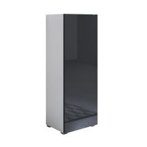 Lettiemobili - Mobile Soggiorno Con Piedini 2cm Vetrina Salotto Moderno Vetrinetta Pensile 40x128x28cm Modello Luke V1 Bianco E Nero Lucido