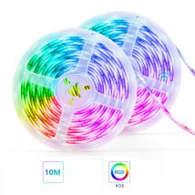 Set Mit 2 Led-streifen À 5 M (10 M) Led 5050 Rgb 12v Ip65 Netzteil Fernbedienung Z802