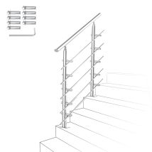 Vingo Treppengeländer Edelstahl Geländer Balkongeländer Ø 42mm Für Innen Und Außen Garten Treppenhaus 150 Cm 5 Querstäbe
