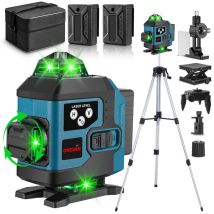 Nivel Láser Verde 4x360°,16 Líneas Cruzadas Autonivelantes,alcance De Trabajo 25 M,con Mando A Distancia&trípode De Nivelación 150 Cm