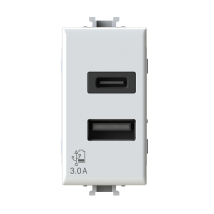 4box Presa Usb Con Connettore Tipo C E Tipo A 3.0a Per Bticino Matix Bianca 4b.am.usb.30