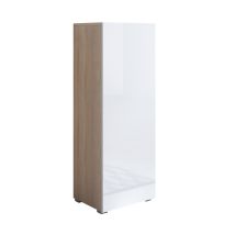 Lettiemobili - Stehende Schrank Mit 2cm Füsse Hängeschrank Vitrinenschrank Vitrine Wohnzimmer 1 Tür 3 Fächer 40x128x29cm Modell Luke V1 Sonoma Matt 