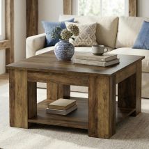 Tribesigns Couchtish, 80 Cm Wohnzimmertisch Sofatisch Mit 2-tier Stauraum, Bauernhaus Couchtisch Quadratischer, Für Wohnzimmer, Home Office, 