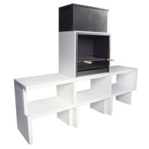 Barbacoa de hormigón LIV 05 – 568 kg – 233 cm x 191 cm – Parrilla de acero inoxidable – Diseño moderno