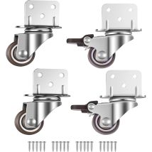 Juego De 4 Ruedas Giratorias Pequeñas Para Muebles, 25 Mm Con Freno, Placa En Forma De L (25 Mm)