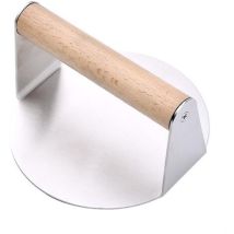 Vtiziklpresse À Hamburger En Acier Inoxydable Presse À Grille Robuste Avec Poignée En Bois Presse À Bacon Rond Smasher Pour La Cuisin