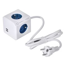 Allocacoc 2402bl/freupc Indoor 4ac Outlet(s) 1.5m Blau, Farbe White Multiple Base - Mehrfachsockel (indoor, 1.5m, 4 Ac Outlets, Typ E (fr), Blau, Weiß