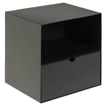 Ac Design Furniture Comodino Jeppe, A: 30 X L: 30 X P: 25 Cm, Nero, Metallo/mdf, 1 Pezzo