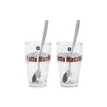 Latte Macchiato Glas Set – 4-teilig – 2 Becher und 2 Löffel – 14,5 cm – 8,4 cm – braun – Leonardo