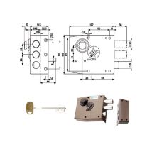 Mottura – Serrure batteuse EDF / GDF – Serrure à double carte à appliquer sur bois – Verrous latéraux avec 2 pistons et pêne dormant