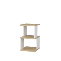 Calicosy - Mesita De Noche 3 Niveles Decorada En Madera De Roble Y Blanco L29,6 Cm - Carter