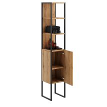 Colonna da bagno AURA – Design moderno in stile loft – Struttura in acciaio e pannello in rovere artigianale oro – Funzionale e elegante