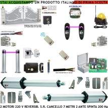 Cancello Elettrico 7 Mt 2 Ante Da 3,5 Mt Kit Motori Meccanici Reversibili 230 V Centrale Fotocellule Radiocomandi Salvavita Faro Antenna Serratura 