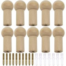 12 Wandhaken Aus Holz, Wandmontage Im Naturstil, Inklusive Schrauben, Dekorative Haken Für Hüte, Jacken, Schals Und Rucksäcke – Maximale Traglast 7 Kg